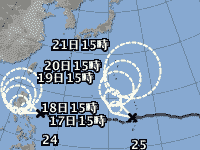 台風第25号 台風経路図 20151016